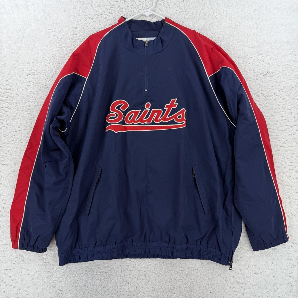 Vintage St Paul Saints Jacket Mens XXL Blue Red Russell Athletic Windbreaker